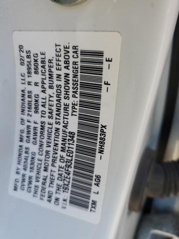 2020 HONDA INSIGHT TO 19XZE4F93LE011348