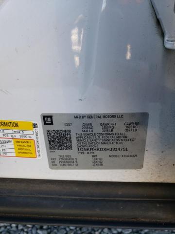 2017 CHEVROLET TRAVERSE LT 1GNKRHKDXHJ314751