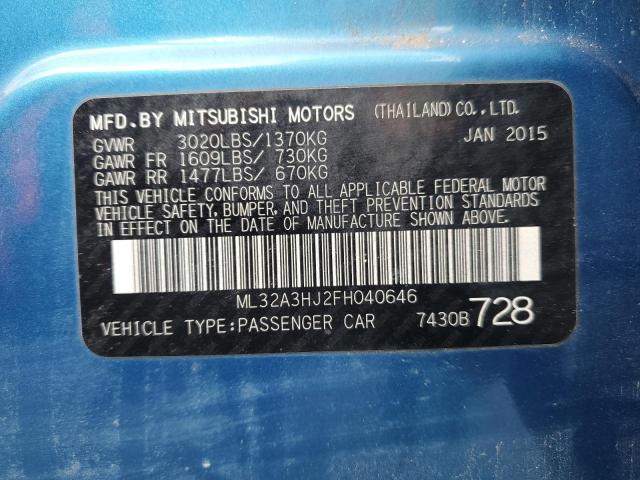 VIN ML32A3HJ2FH040646 2015 MITSUBISHI MIRAGE no.12