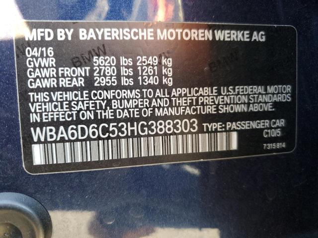 VIN WBA6D6C53HG388303 2017 BMW 6 SERIES no.12