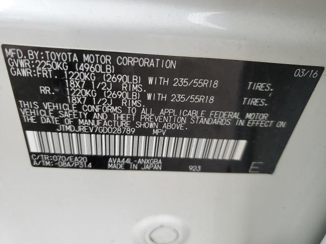 2016 TOYOTA RAV4 HV LI - JTMDJREV7GD028789