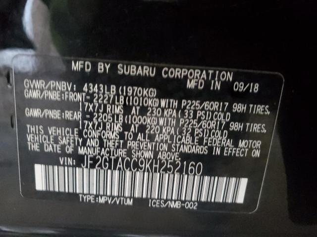 2019 SUBARU CROSSTREK - JF2GTACC9KH252160