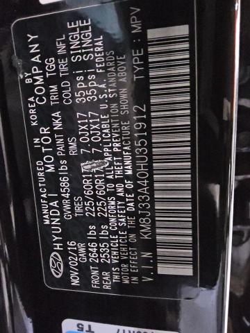 2017 HYUNDAI TUCSON LIM - KM8J33A40HU351912