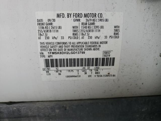 VIN 1FMSK8DH2LGD13799 2020 FORD EXPLORER no.14