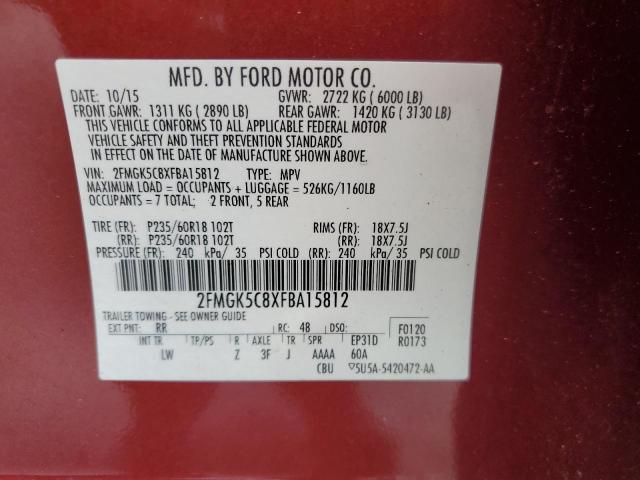 2015 FORD FLEX SEL - 2FMGK5C8XFBA15812