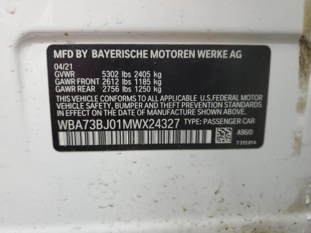 VIN WBA73BJ01MWX24327 2021 BMW 5 SERIES no.12