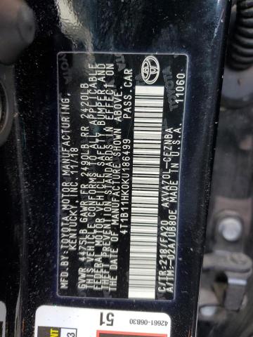 2019 TOYOTA CAMRY L 4T1B11HK0KU186499