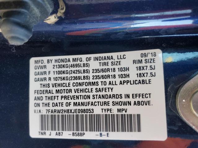 2018 HONDA CR-V EXL - 7FARW2H8XJE098053