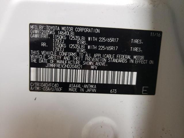 2017 TOYOTA RAV4 XLE - JTMRFREV2HD204821