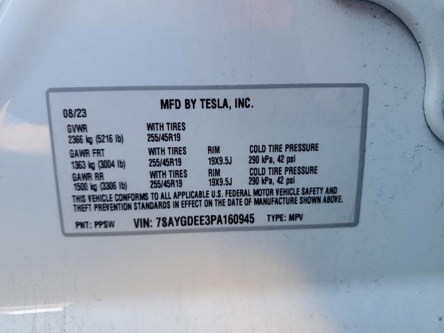 VIN 7SAYGDEE3PA160945 2023 TESLA MODEL Y no.12