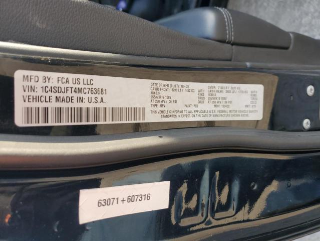 2021 DODGE DURANGO PU 1C4SDJFT4MC763681