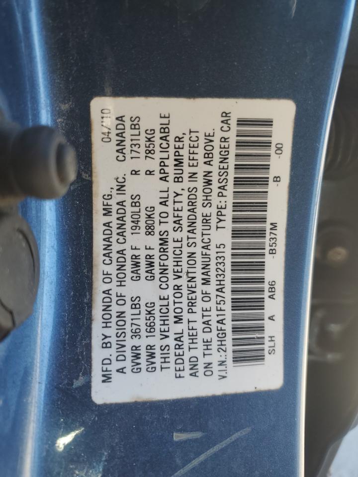 Lot #3022618784 2010 HONDA CIVIC LX