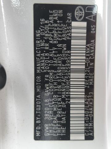 2016 TOYOTA COROLLA L - 2T1BURHE5GC589578