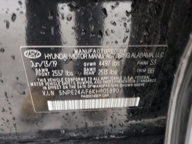 VIN 5NPE24AF6KH805890 2019 HYUNDAI SONATA no.13