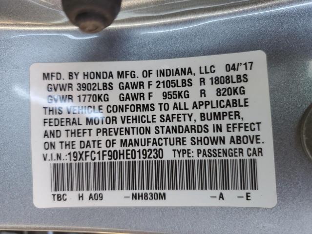 2017 HONDA CIVIC - 19XFC1F90HE019230