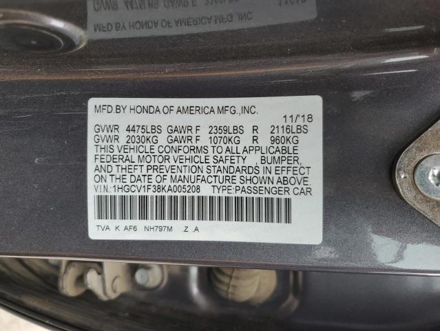 VIN 1HGCV1F38KA005208 2019 HONDA ACCORD no.12