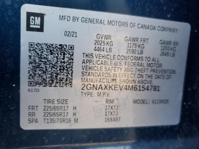 2021 CHEVROLET EQUINOX LT - 2GNAXKEV4M6154781