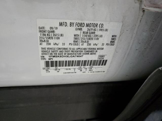2020 FORD EXPLORER X - 1FMSK8DHXLGA74647