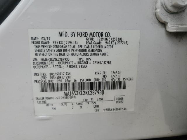 2019 FORD ECOSPORT T - MAJ6S3KL2KC287930