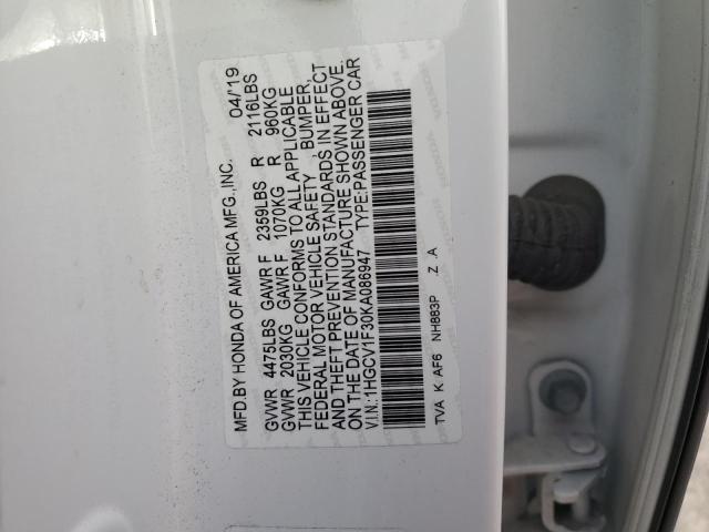 2019 HONDA ACCORD SPO - 1HGCV1F30KA086947