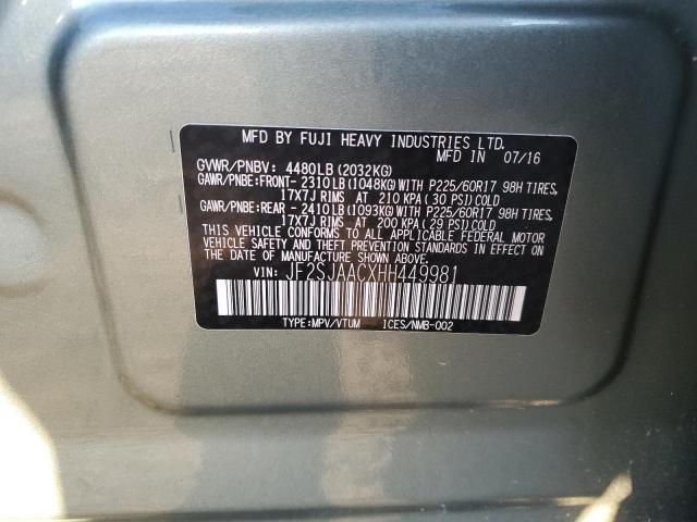 2017 SUBARU FORESTER 2 - JF2SJAACXHH449981