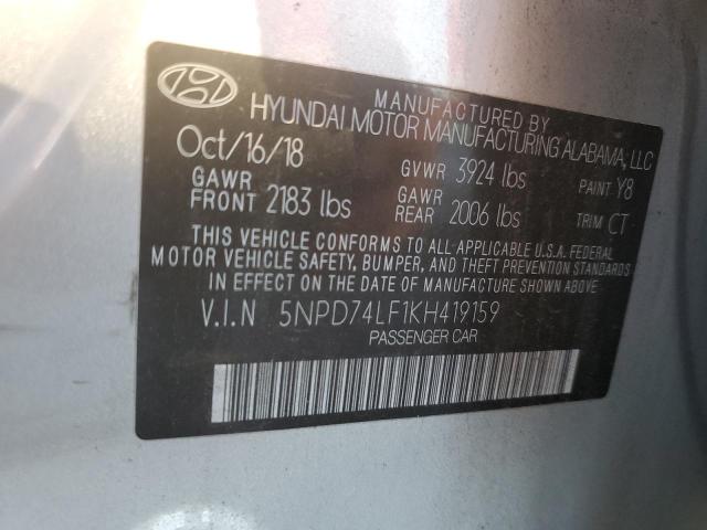 VIN 5NPD74LF1KH419159 2019 HYUNDAI ELANTRA no.13