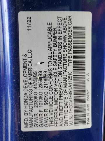 2022 HONDA ACCORD SPO - 1HGCV1F49NA112510