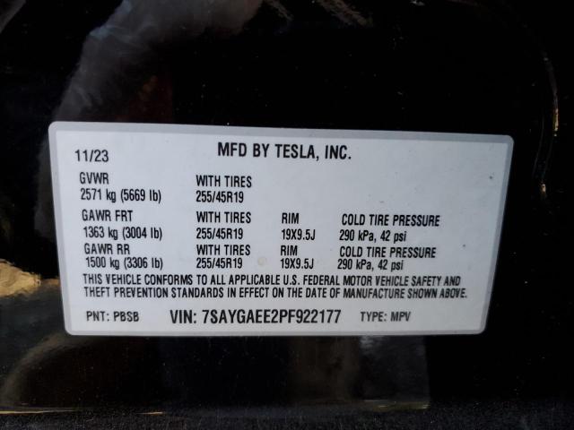 VIN 7SAYGAEE2PF922177 2023 TESLA MODEL Y no.12