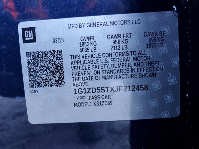 2018 CHEVROLET MALIBU LT - 1G1ZD5STXJF212458