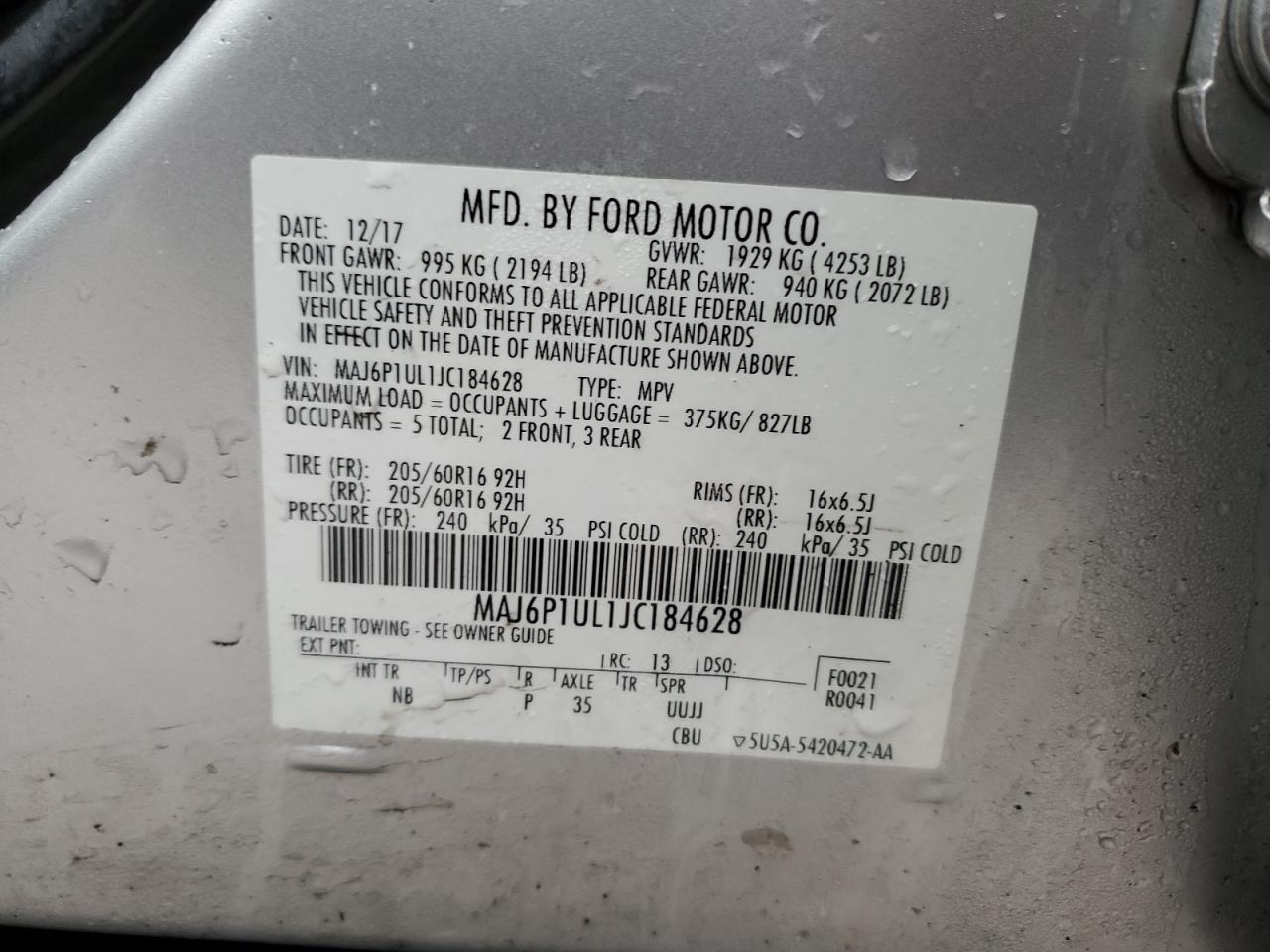 Lot #3024685688 2018 FORD ECOSPORT S