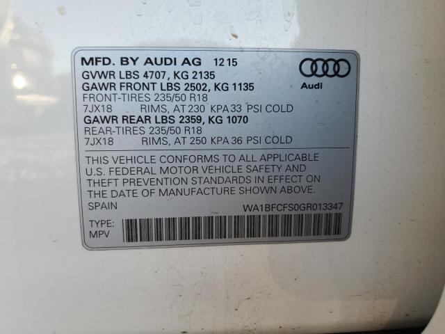 VIN WA1BFCFS0GR013347 2016 AUDI Q3 no.13