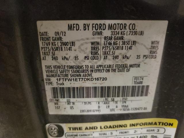 VIN 1FTFW1ET7DKD16720 2013 FORD F-150 no.12