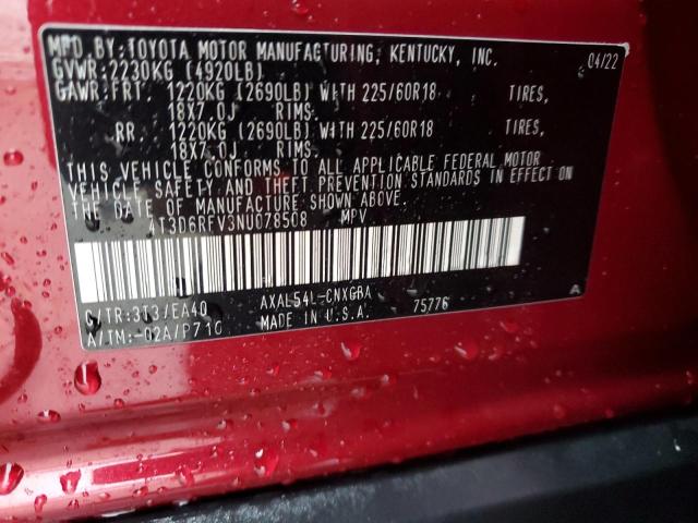 2022 TOYOTA RAV4 LIMIT - 4T3D6RFV3NU078508