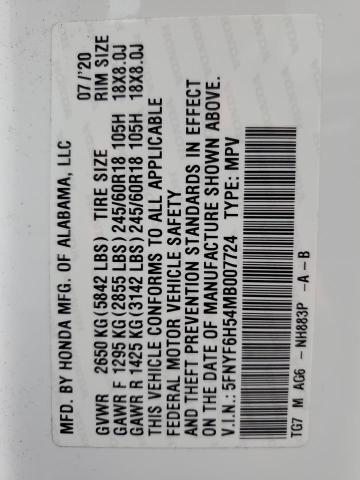 2021 HONDA PILOT EXL - 5FNYF6H54MB007724