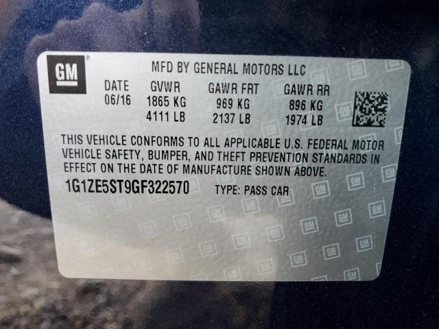 2016 CHEVROLET MALIBU LT - 1G1ZE5ST9GF322570