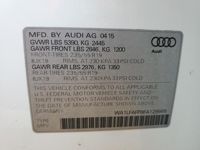 2015 AUDI Q5 PREMIUM - WA1LFAFP8FA129669
