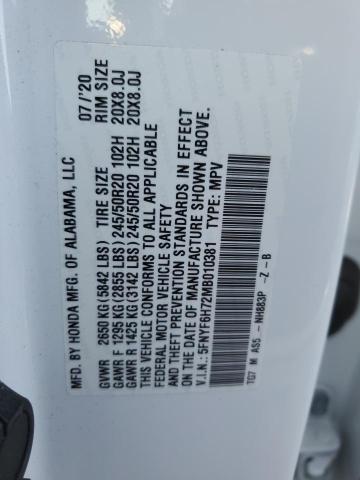 2021 HONDA PILOT BLAC - 5FNYF6H72MB010381