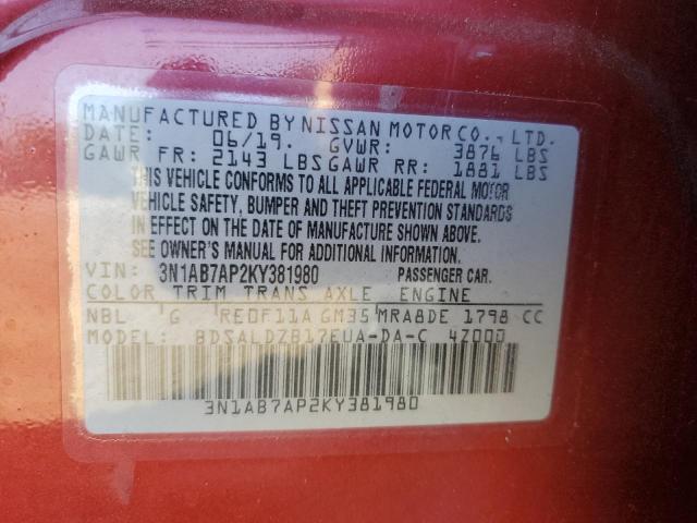 VIN 3N1AB7AP2KY381980 2019 NISSAN SENTRA no.13