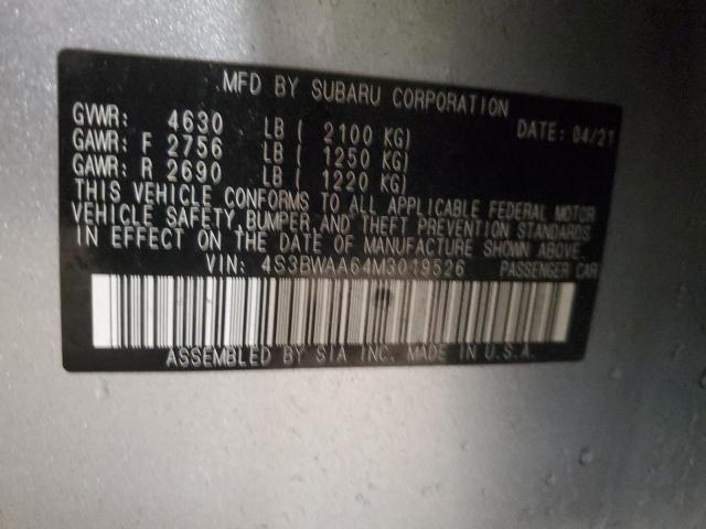 2021 SUBARU LEGACY 4S3BWAA64M3019526