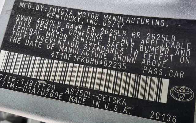 VIN 4T1BF1FK0HU402235 2017 TOYOTA CAMRY no.10