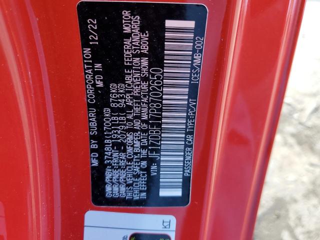 2023 SUBARU BRZ LIMITE JF1ZDBF17P8702650