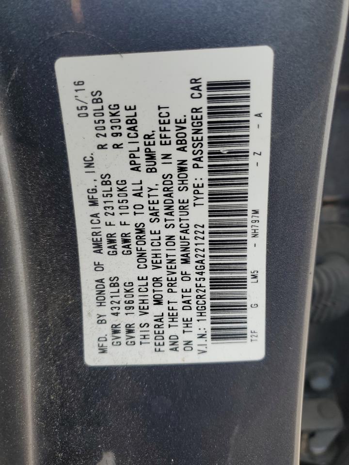 Lot #3034617801 2016 HONDA ACCORD SPO