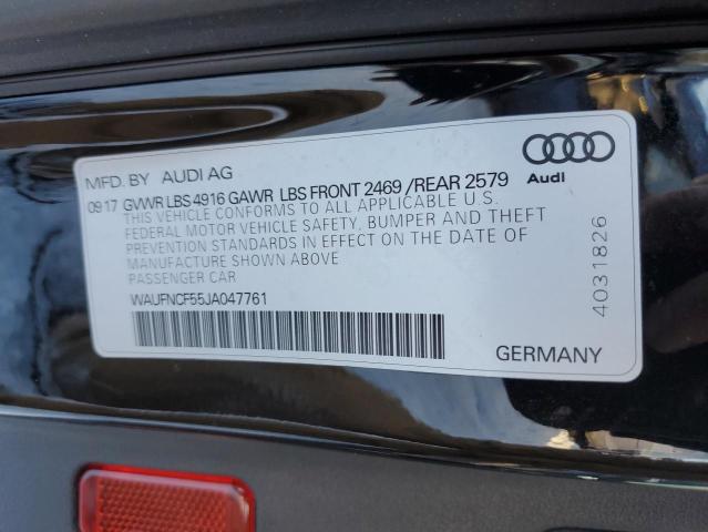 2018 AUDI A5 PRESTIG WAUFNCF55JA047761
