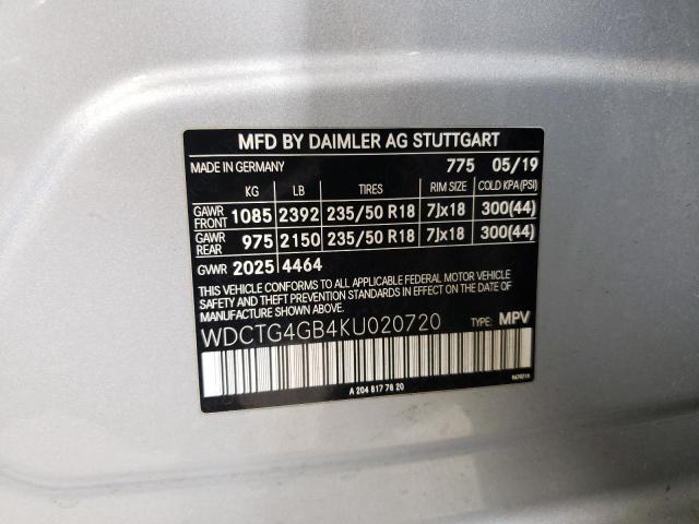 2019 MERCEDES-BENZ GLA 250 4M - WDCTG4GB4KU020720