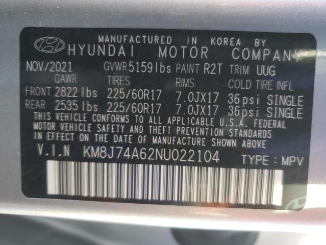 2022 HYUNDAI NEXO BLUE KM8J74A62NU022104