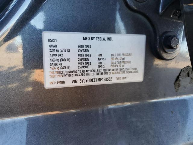 2021 TESLA MODEL Y - 5YJYGDEE1MF188562