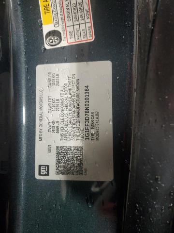 2022 CHEVROLET CAMARO LT1 1G1FF3D78N0101384