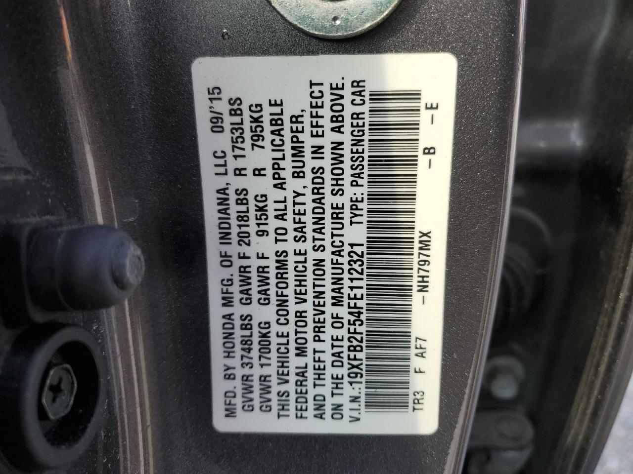 Lot #3024925374 2015 HONDA CIVIC LX