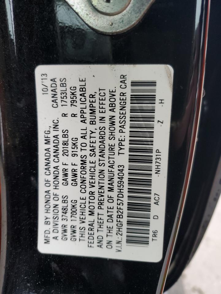 Lot #3045598635 2013 HONDA CIVIC LX