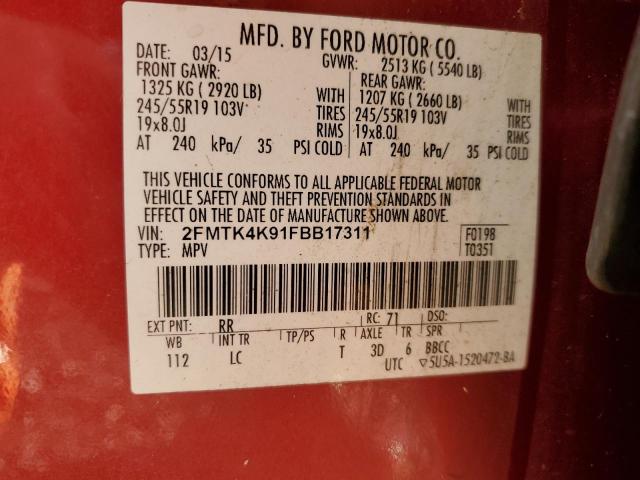 VIN 2FMTK4K91FBB17311 2015 FORD EDGE no.13